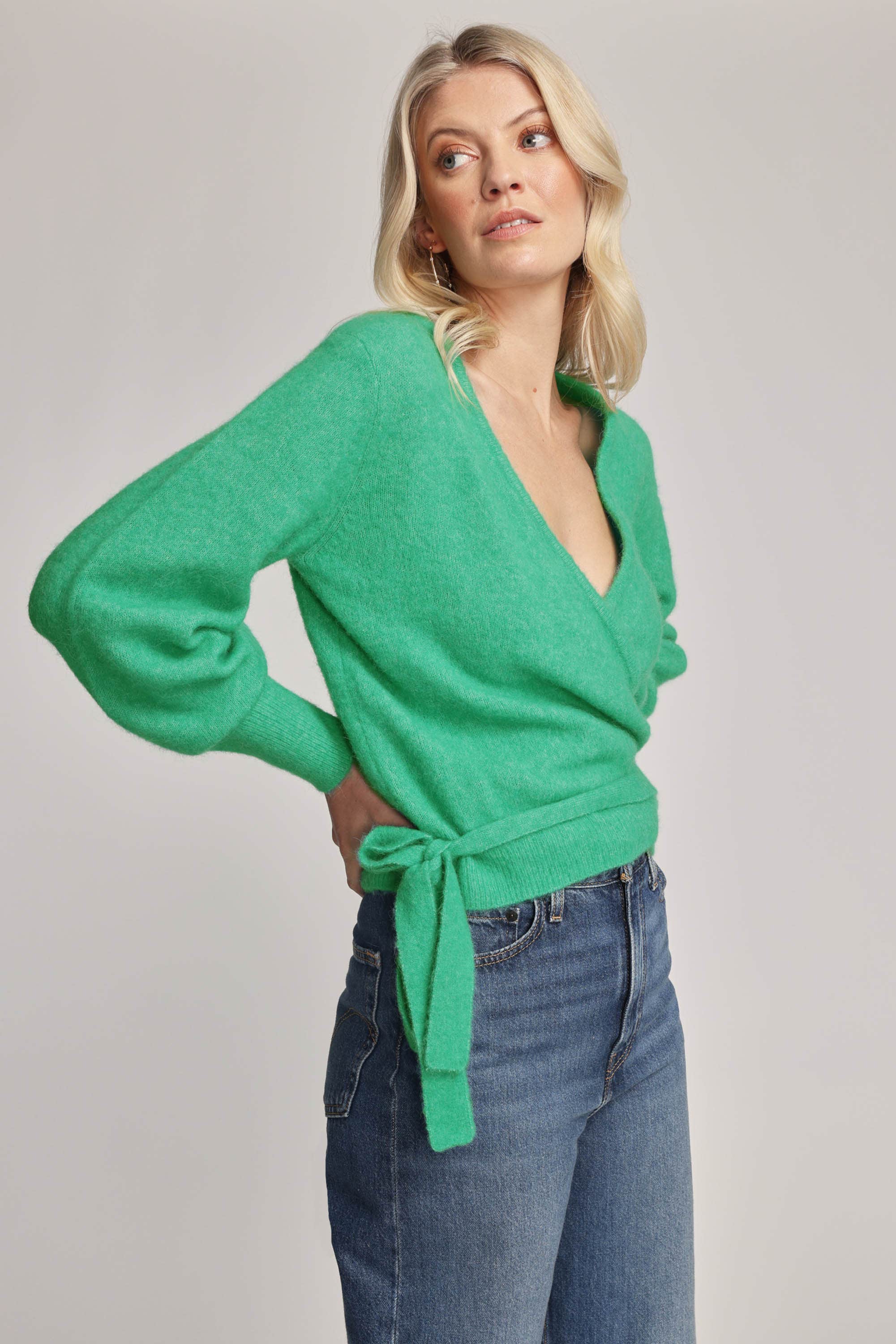 Green sales wrap cardigan