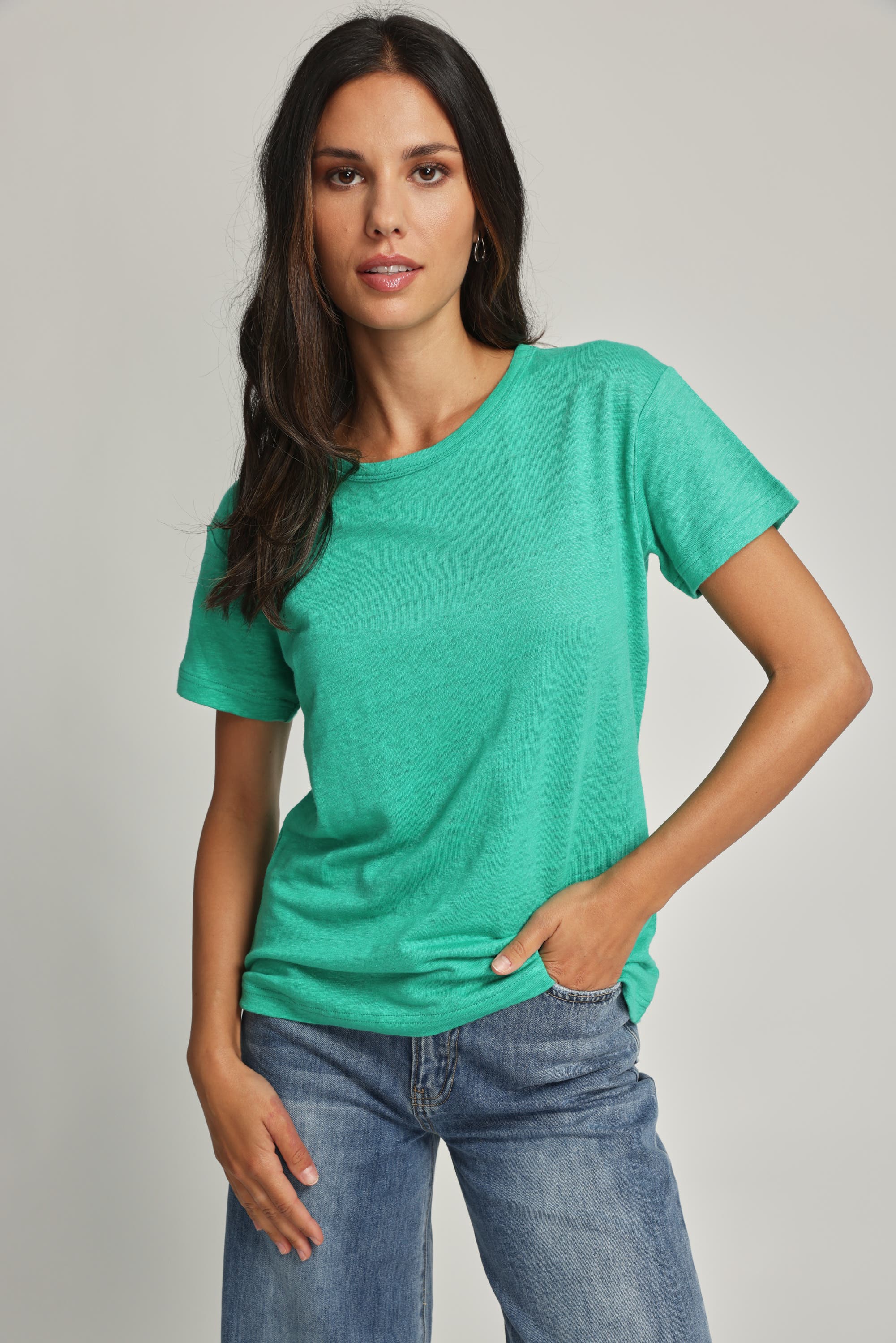 Teal green color store tops for womens