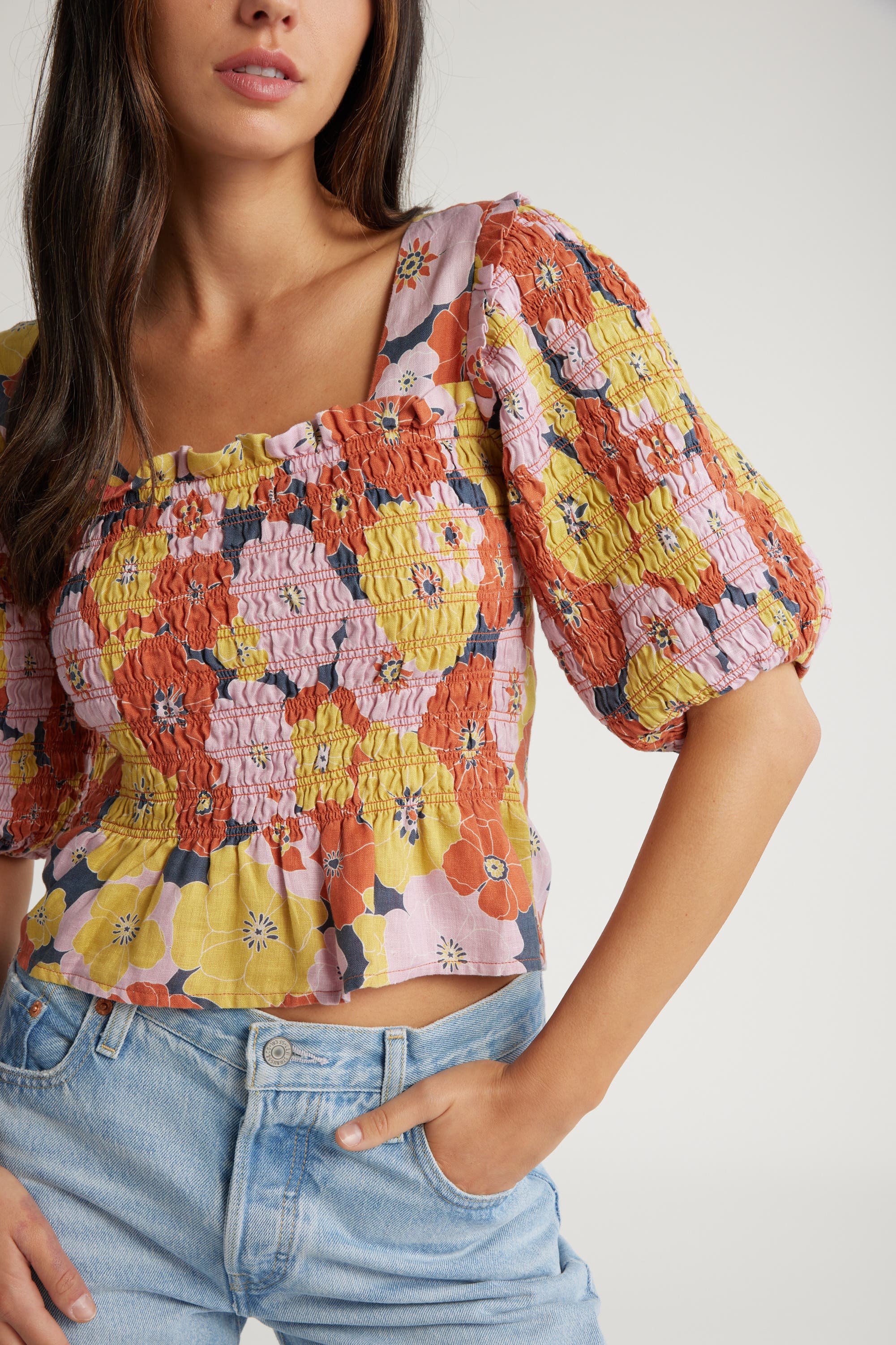 Flowy shirred top sale