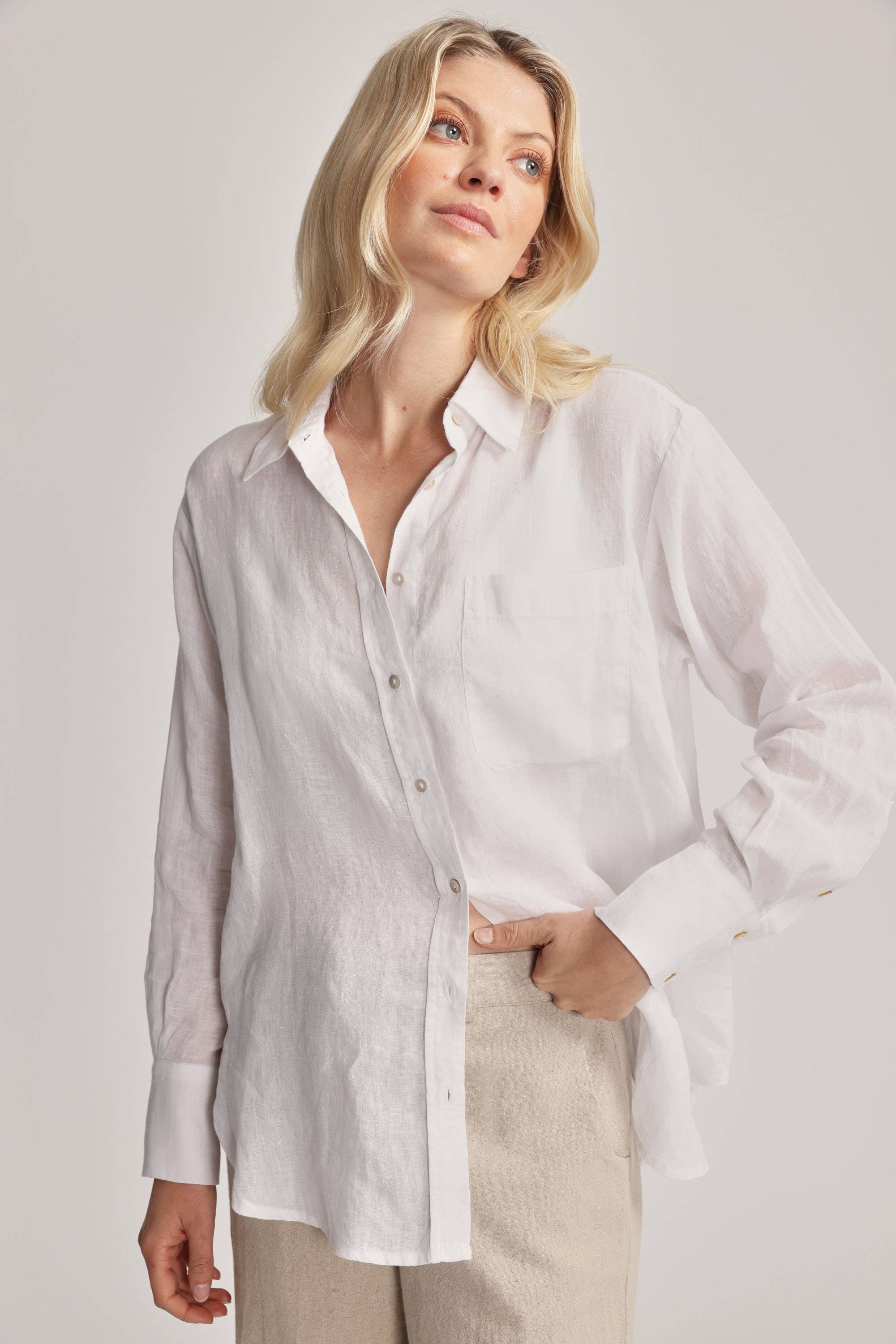 White linen sales shirt nz