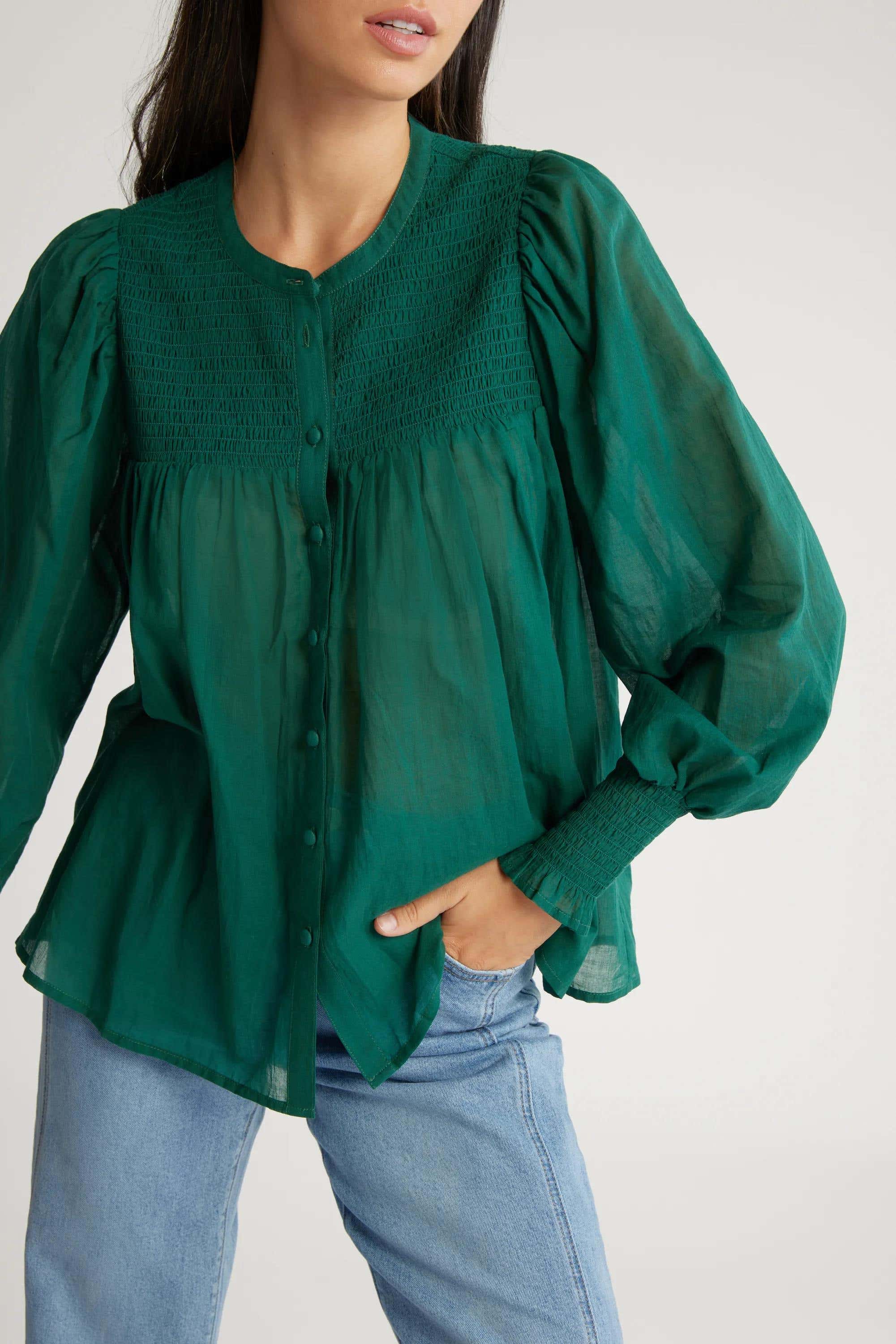 Emerald green blouse sale