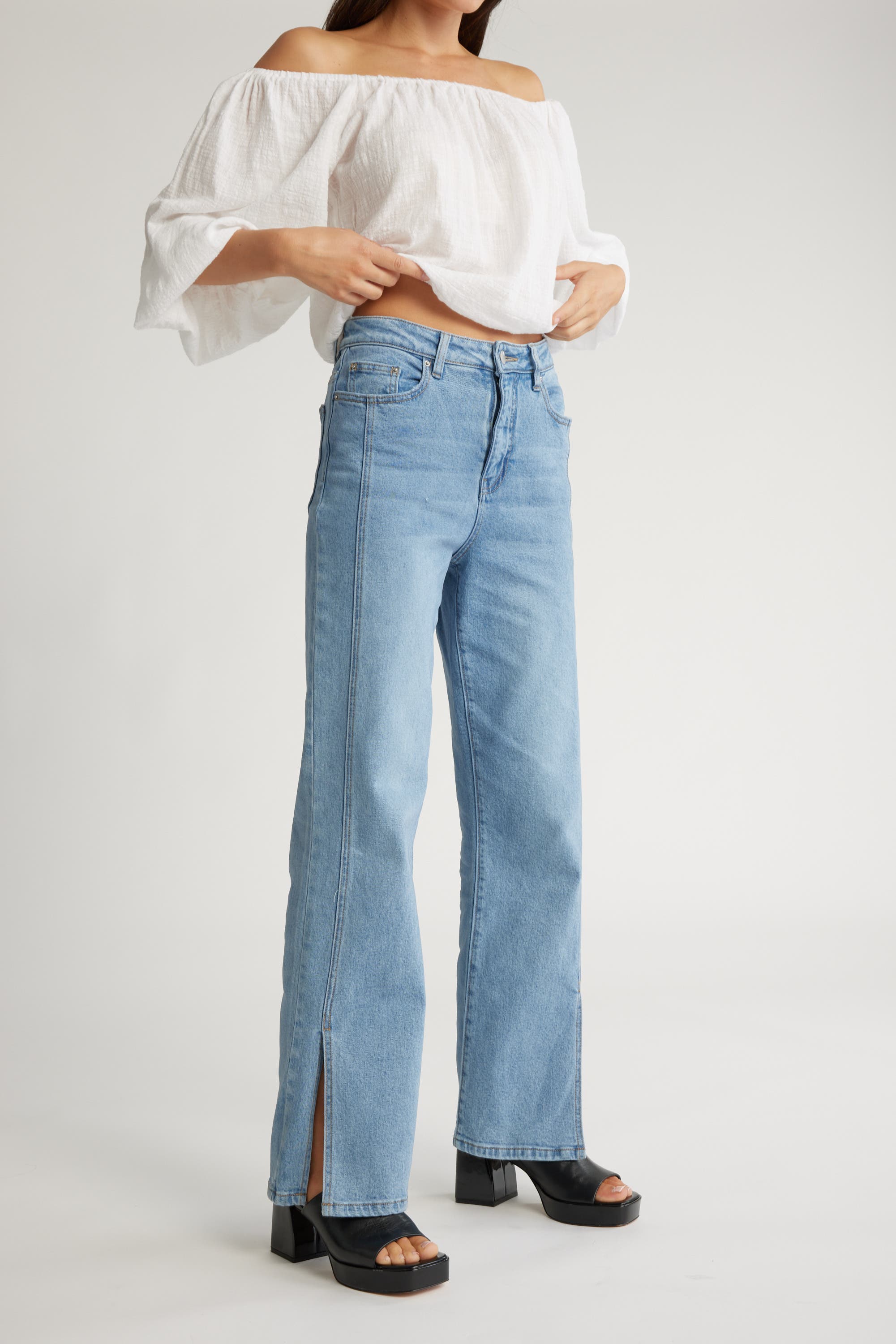 Shop Cairo Split Hem Jeans in Denim