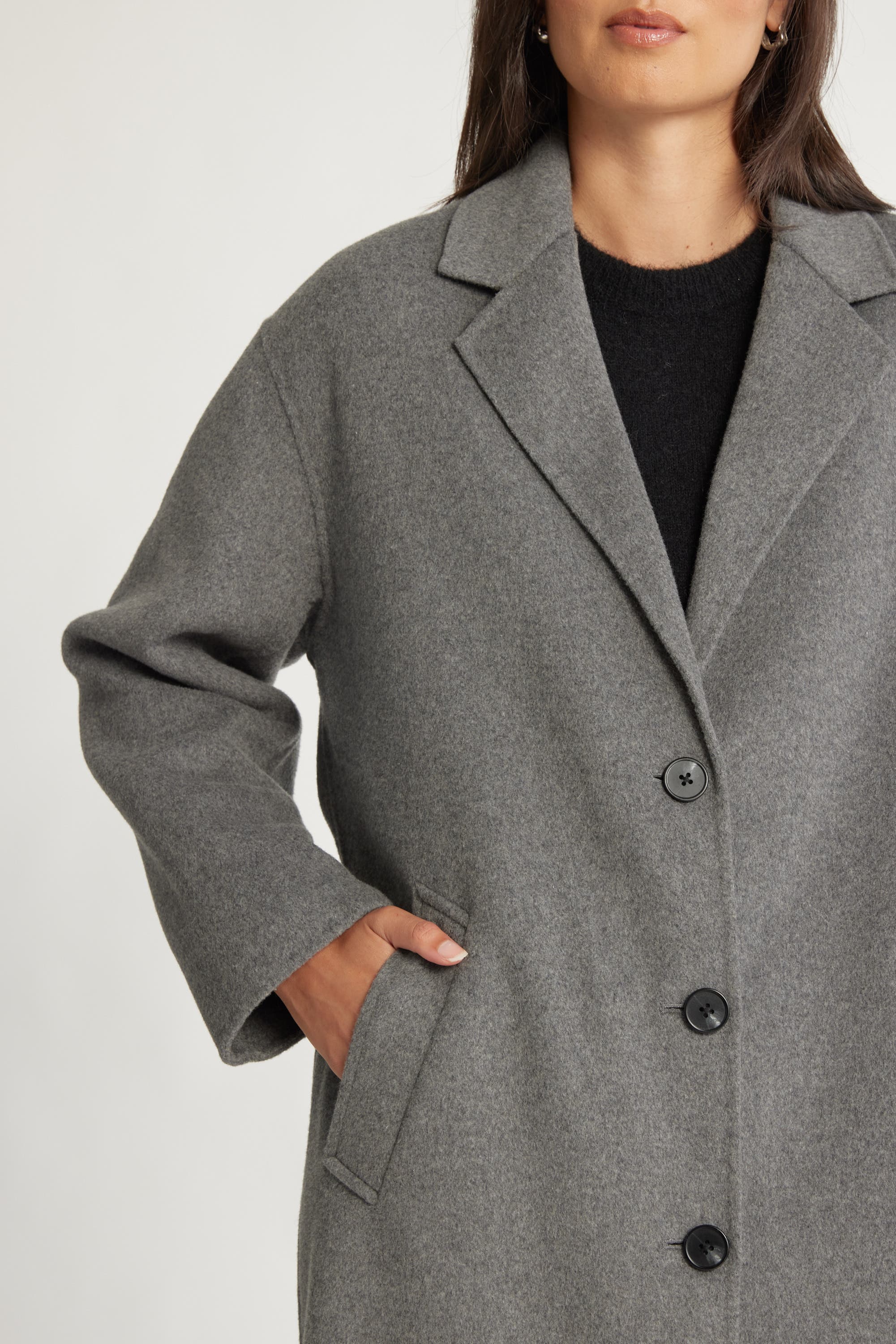 Grey single breasted women's coat hotsell