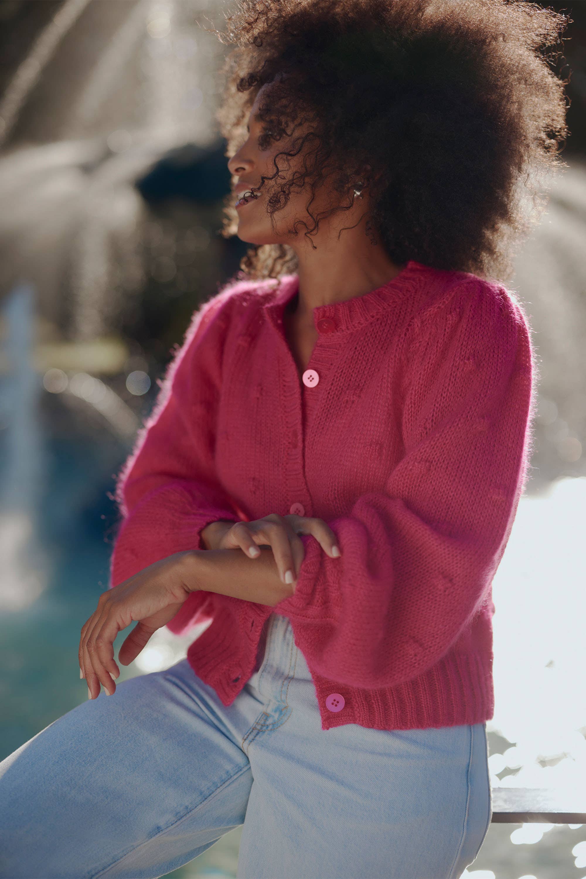 Pink bobble hot sale sleeve cardigan