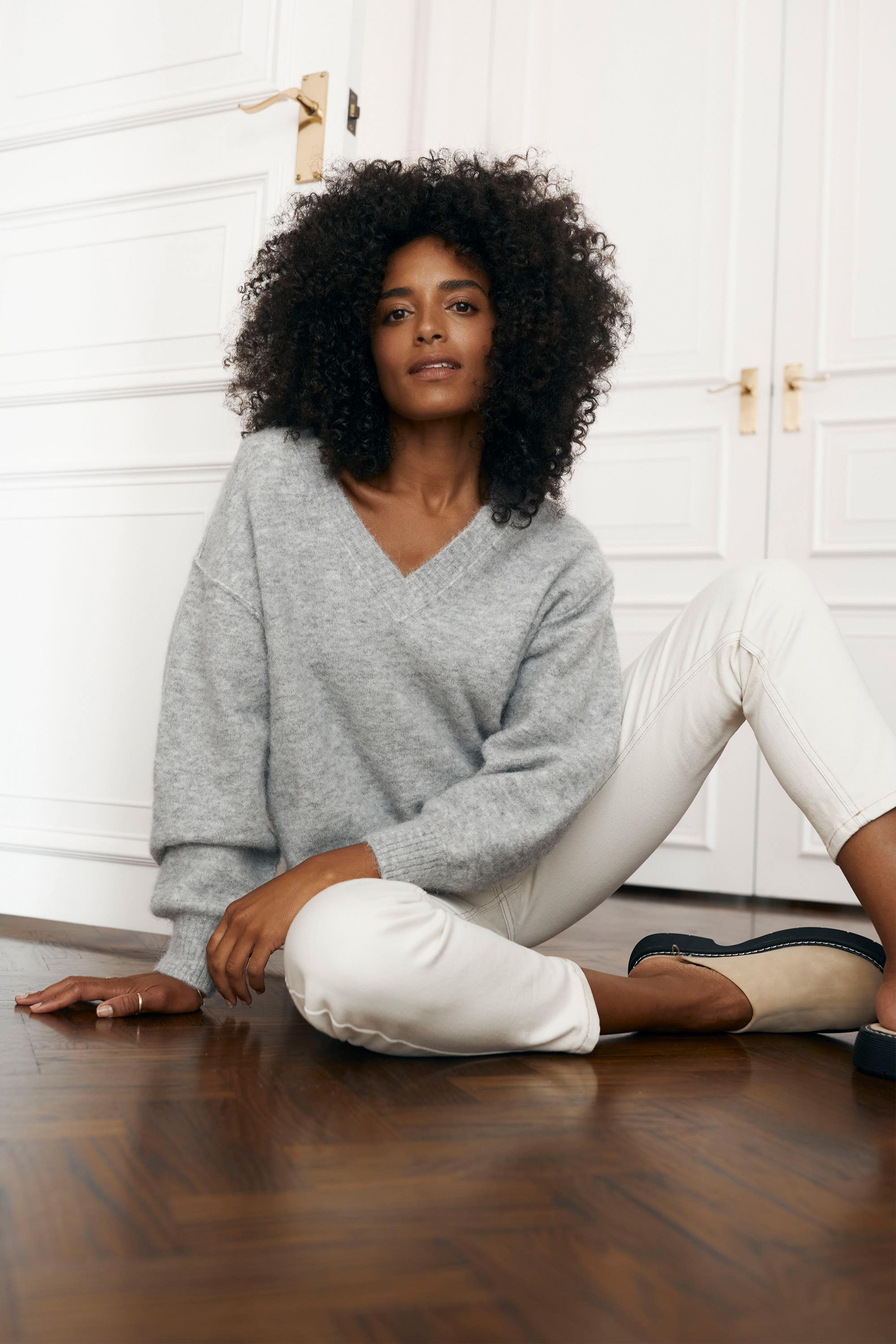 Shop The Luxe Whisper V Neck Sweater in Grey Max Women s Fashion NZ