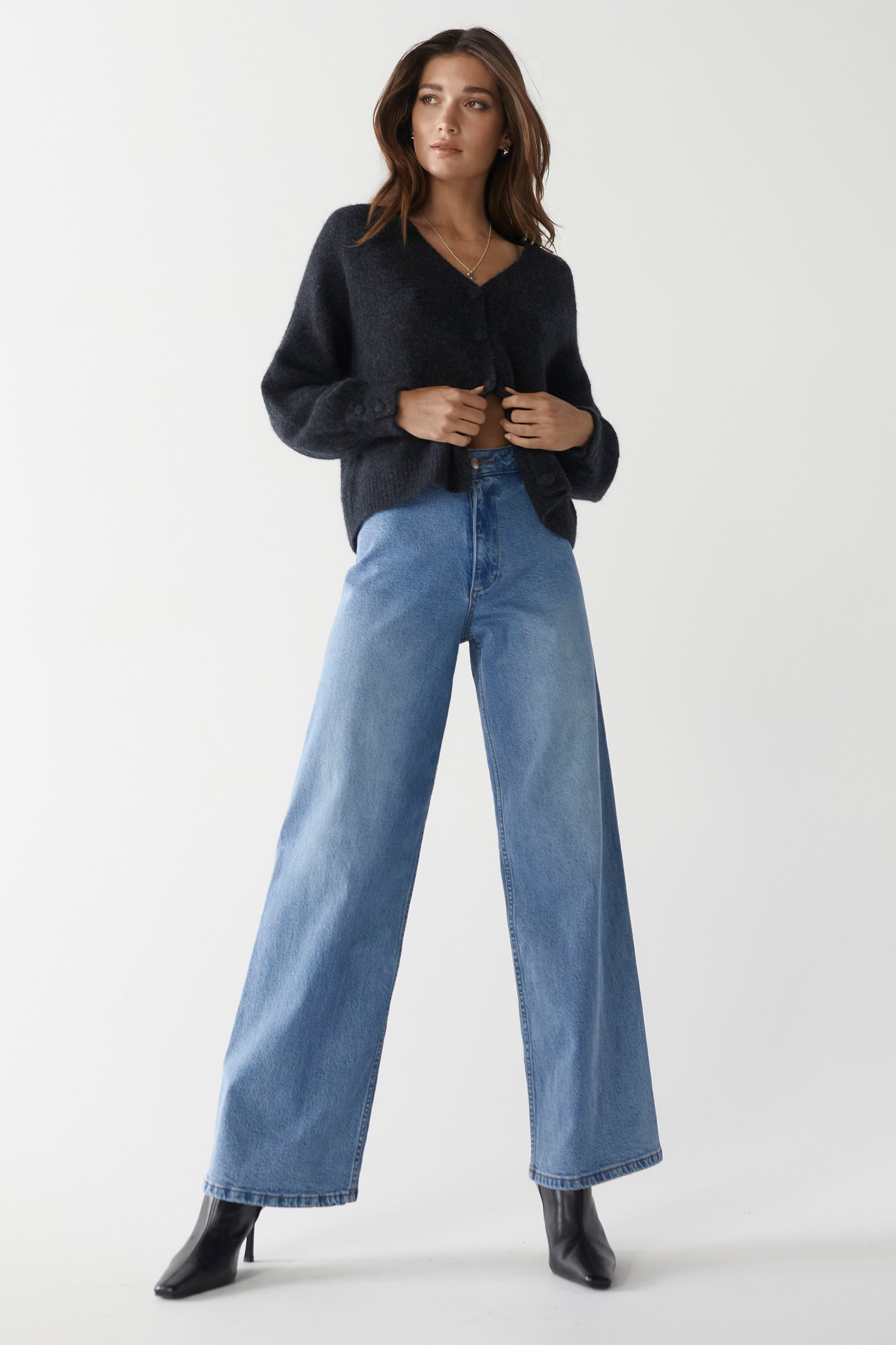 Shop The Organic Wide Leg Jeans in Denim Max Women s Fashion NZ