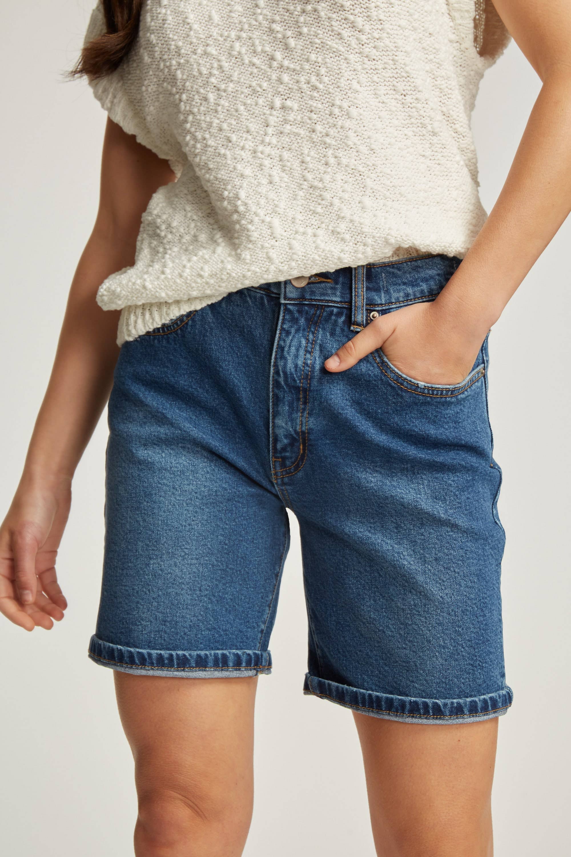 Shop The Relaxed Straight Denim Short in Denim