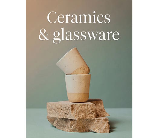 A selection of ceramic gifts and glassware available at Max. 