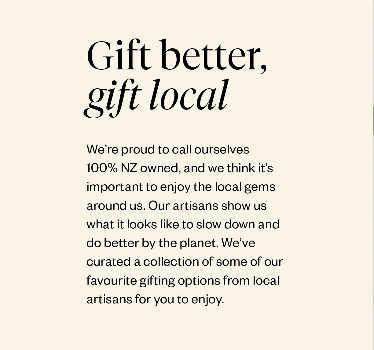 A range of crafted in New Zealand gifts for women. 